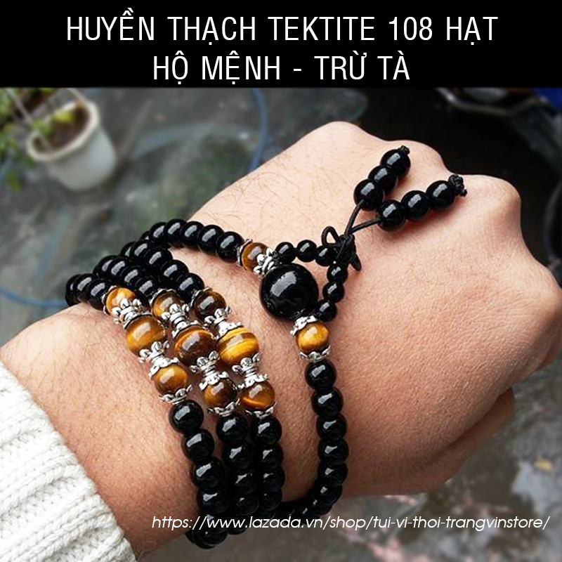 Huyền Thạch Tektite 108 hạt - Hộ Mệnh - May Mắn