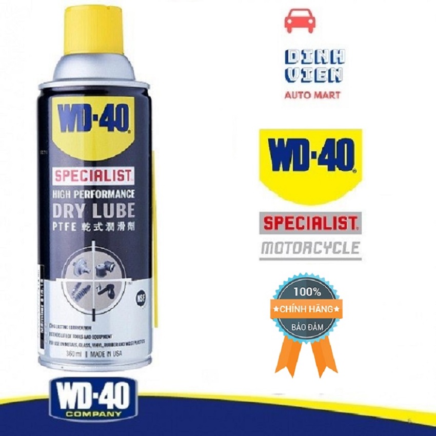 [HCM][ TIỆN ÍCH] Chai mỡ bò khô tác dụng cao WD-40 Specialist High Performance Dry Lube (360ml)