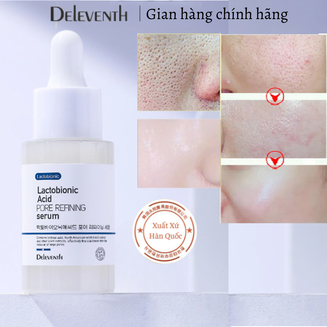 Hiệu Quả Sau 3 Ngày DELEVENTH Serum Lactobionic Acid Loại Bỏ Mụn Đầu Đen Thu Nhỏ Lỗ Chân Lông Mụn Ẩn Mụn Viêm Cải Thiện Tình Trạng Da Xỉn Màu Làm Đều Màu Giúp Da Trắng Sáng Nhanh Chóng