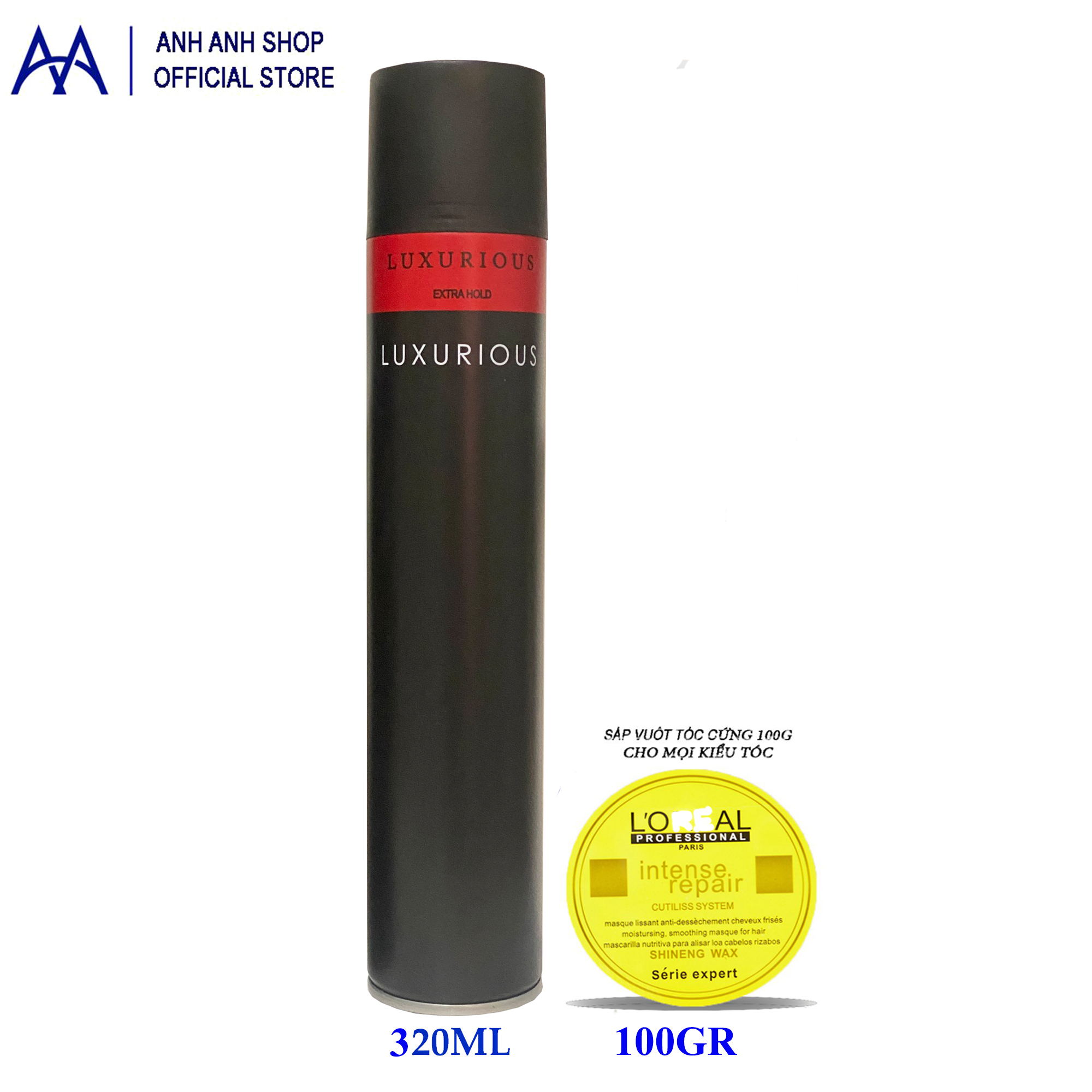 Combo Gôm xịt tóc Luxurious 320ml và sáp Lorreaall cho phái mạnh 100gr