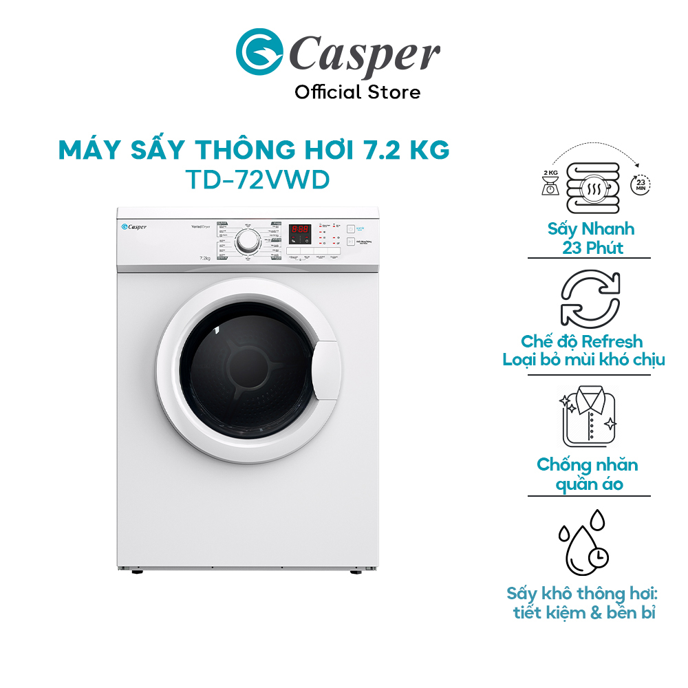 Máy sấy Casper 7.2 Kg TD72VWD GIAO TP. HCM VÀ HÀ NỘI