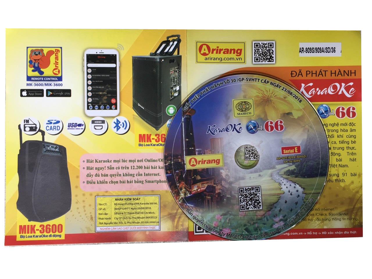 Đĩa Serial E Vol 66 mới nhất dùng cho các Model đầu Arirang: AR – 909 / 909A / 909SD / 36 /909S