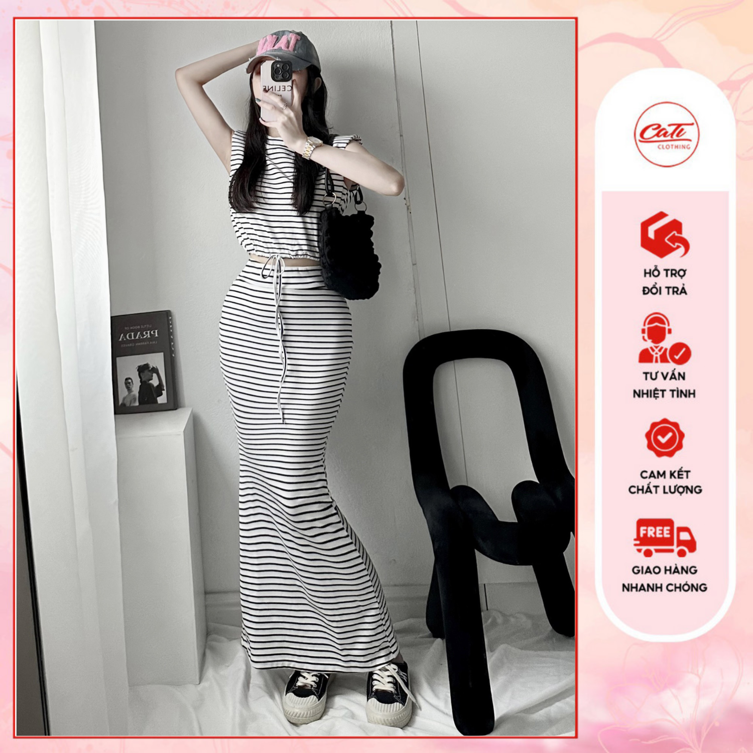 CATI Set kẻ siêu trendy sành điệu đi chơi hết nấc