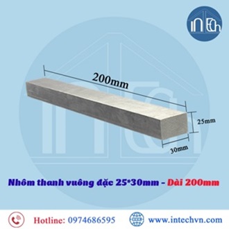 Nhôm thanh vuông đặc 25*30mm