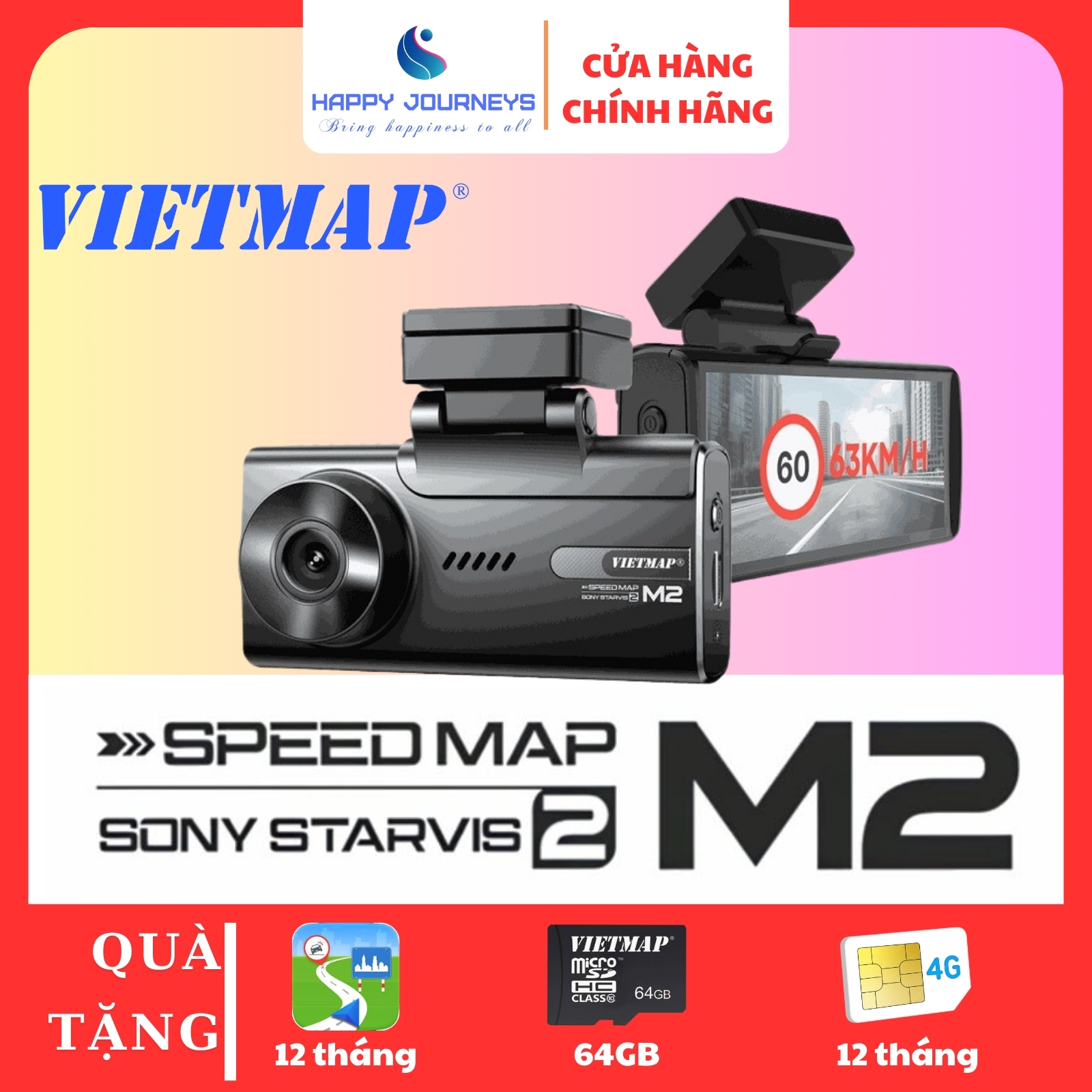 Camera Hành Trình VIETMAP SpeedMap M2 Cảnh Báo Giao Thông Bằng Hình Ảnh và Giọng Nói Ghi Hình Trước Sau Giá 8,980,000 Đồng*Miễn phí vận chuyển