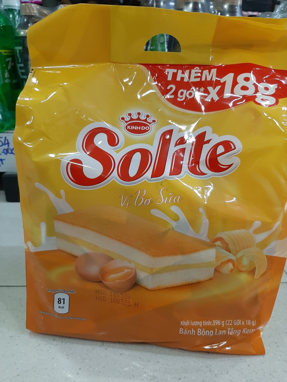 Bánh Bông lan Solite - bịch 22 gói vị bơ sữa thơm ngon