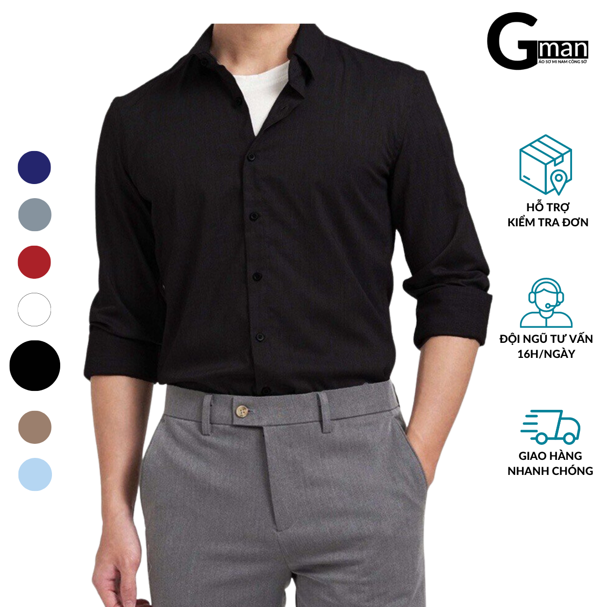 Áo sơ mi nam công sở GMAN, sơ mi nam dài tay cao cấp chất liệu lụa , không nhăn, không xù , thoáng mát, thấm hút mồ hôi (SML)