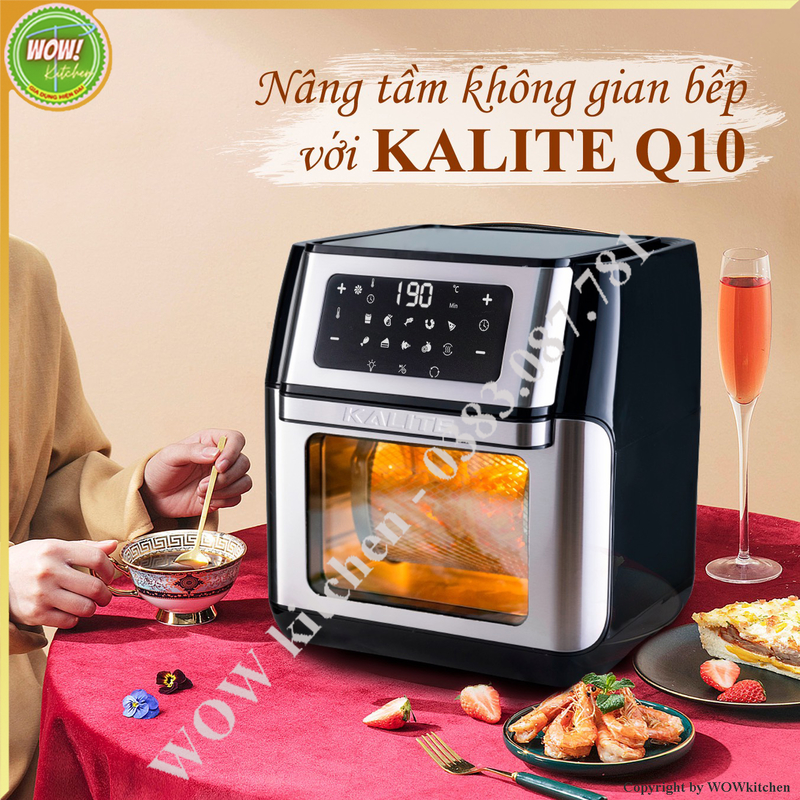Nồi chiên không dầu kiêm lò nướng KALITE Q10 - 10 LÍT - tặng kèm bình xịt dầu và kẹp gắp đồ ăn
