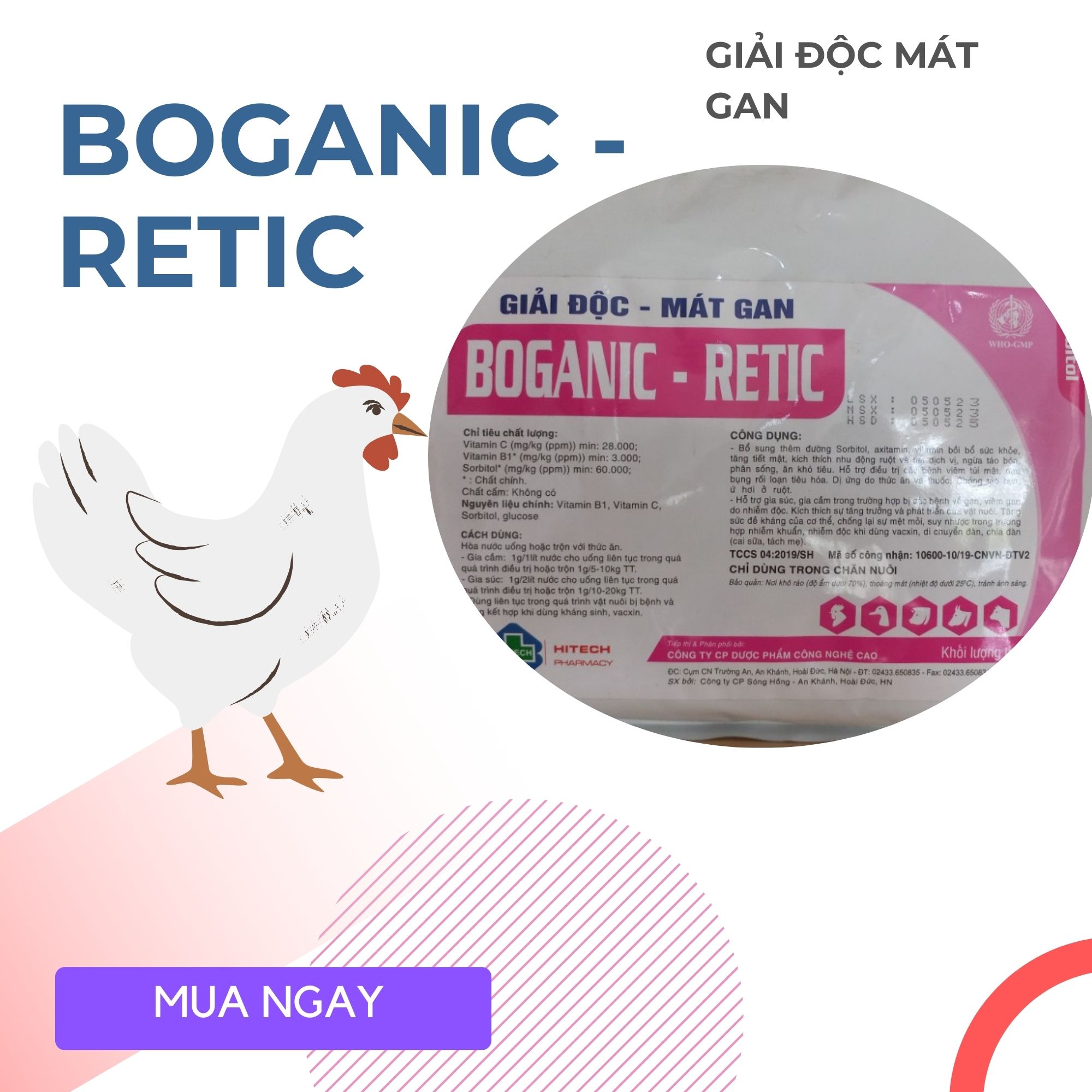 Boganic - Retic dạng bột  giải độc mát gan dành cho heo  tăng cường chức năng gan bị nhiễm độc