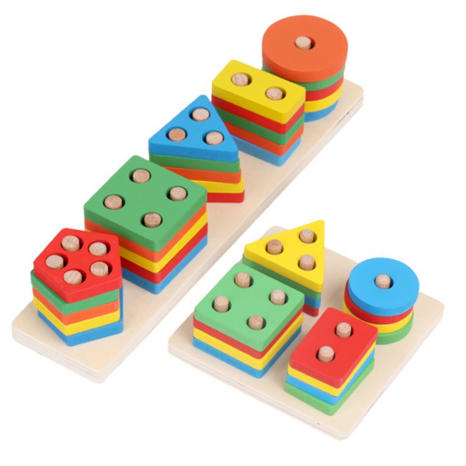 Đồ chơi bằng gỗ cho bé Montessori thả hình luồn 4 cọc trẻ em xếp hình trí tuệ thông minh BATOVA DG02