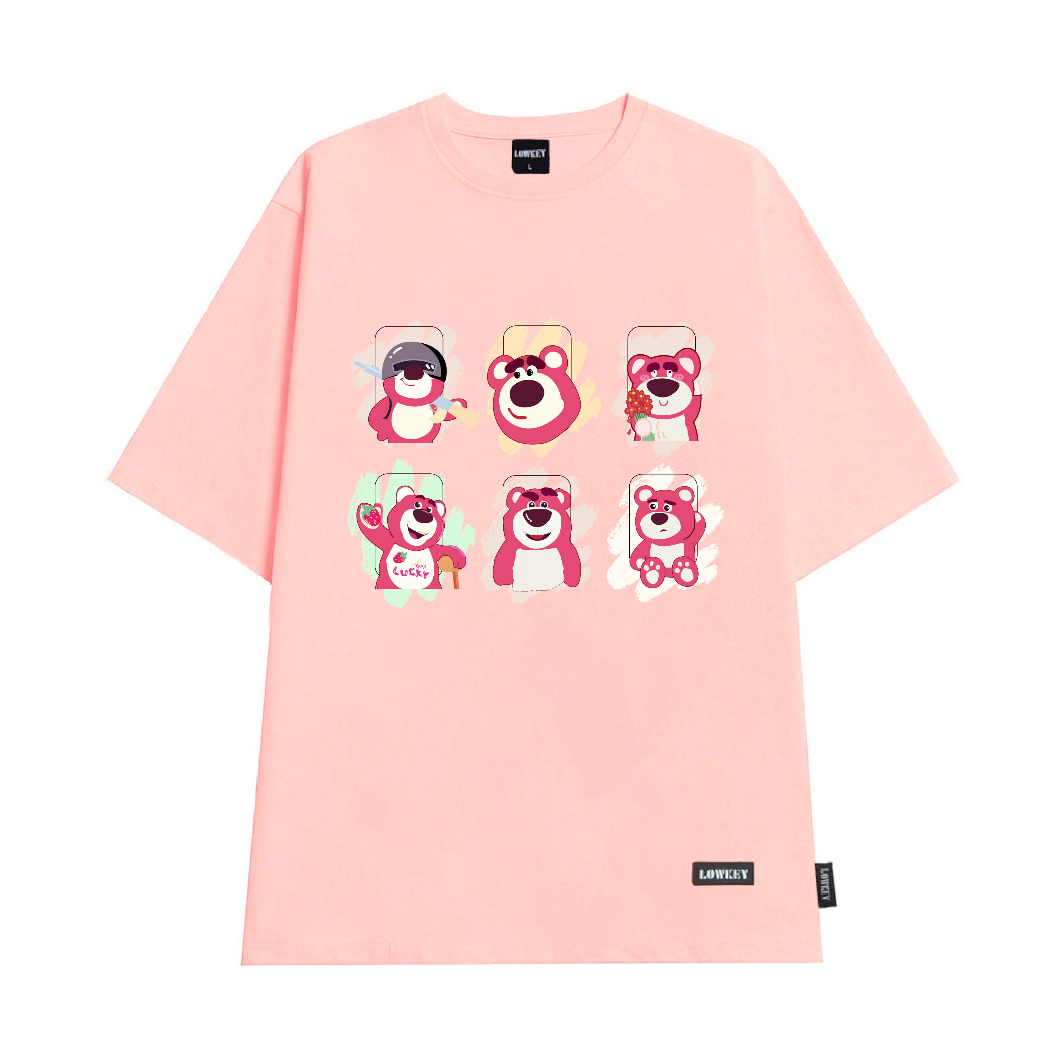 Áo thun nam nữ unisex Gấu Dâu LOTSO dễ thương K0076 - Vải cotton thoáng mát thấm mồ hôi