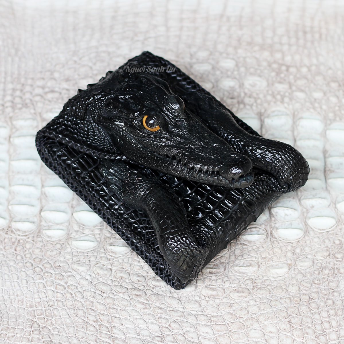Ví da cá sấu thật nguyên con, Bóp da cá sấu thật Người Sành Da - kèm hộp đựng sang trọng bảo hành 6 tháng [TẶNG KÈM MÓC KHÓA CHÂN CÁ SẤU]