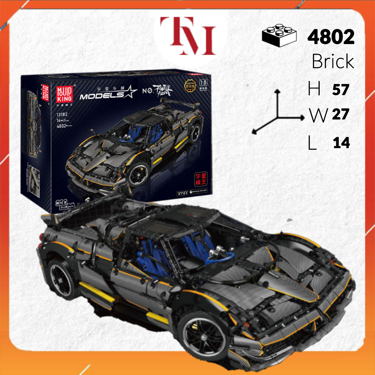 Non-lego siêu xe technic mouking pagani huayra tỉ lệ 1:8 đồ chơi bộ lắp ghép mô hình lắp ráp xe bản đẹp 4802 pcs
