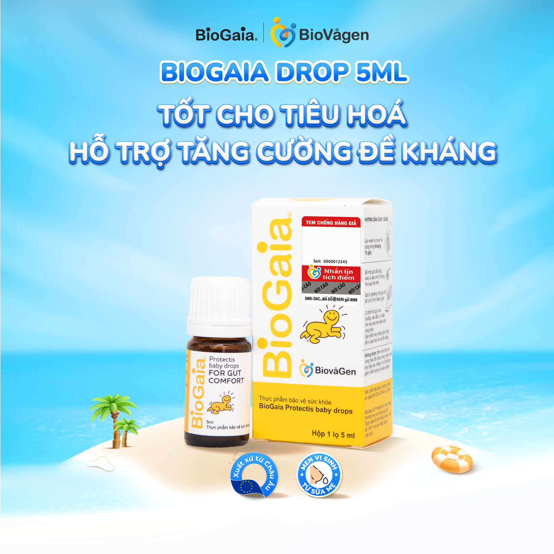  Men vi sinh BioGaia ProTectis Drops cải thiện hệ tiêu hóa xuất xứ Thụy Điển dung tích 5ml 