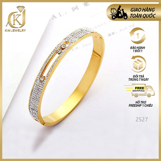 B2527-vòng tay titan đính full xoàn đá chạy