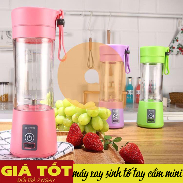 Máy Xay Sinh Tố Cầm Tay Mini Tích Điện 6 Lưỡi Đa Năng Tiện Lợi - Màu Ngẫu Nhiên, Máy Xay Sinh Tố Cầm Tay Mini-Máy Xay Đa Năng-Máy Xay Tích Điện-Máy xay sinh tố không dây cầm tay 380ML CÓ CẮM SẠC TÍCH ĐIỆN