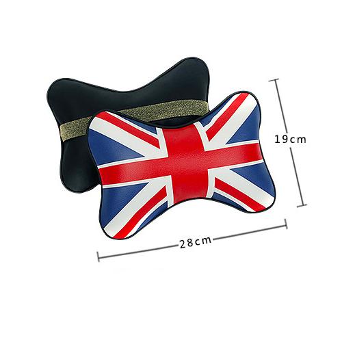 Bộ 2 gối tựa đầu xe hơi họa tiết hình lá cờ Anh chất liệu bọc da cao cấp
