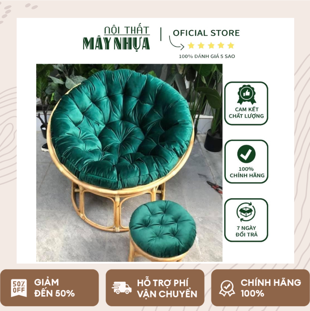 Ghế lười thư giãn papasan 1m, 1m1 ,1m2 mây phòng ngủ cho bé, decor ban công nằm thư giãn, trang trí phòng khách