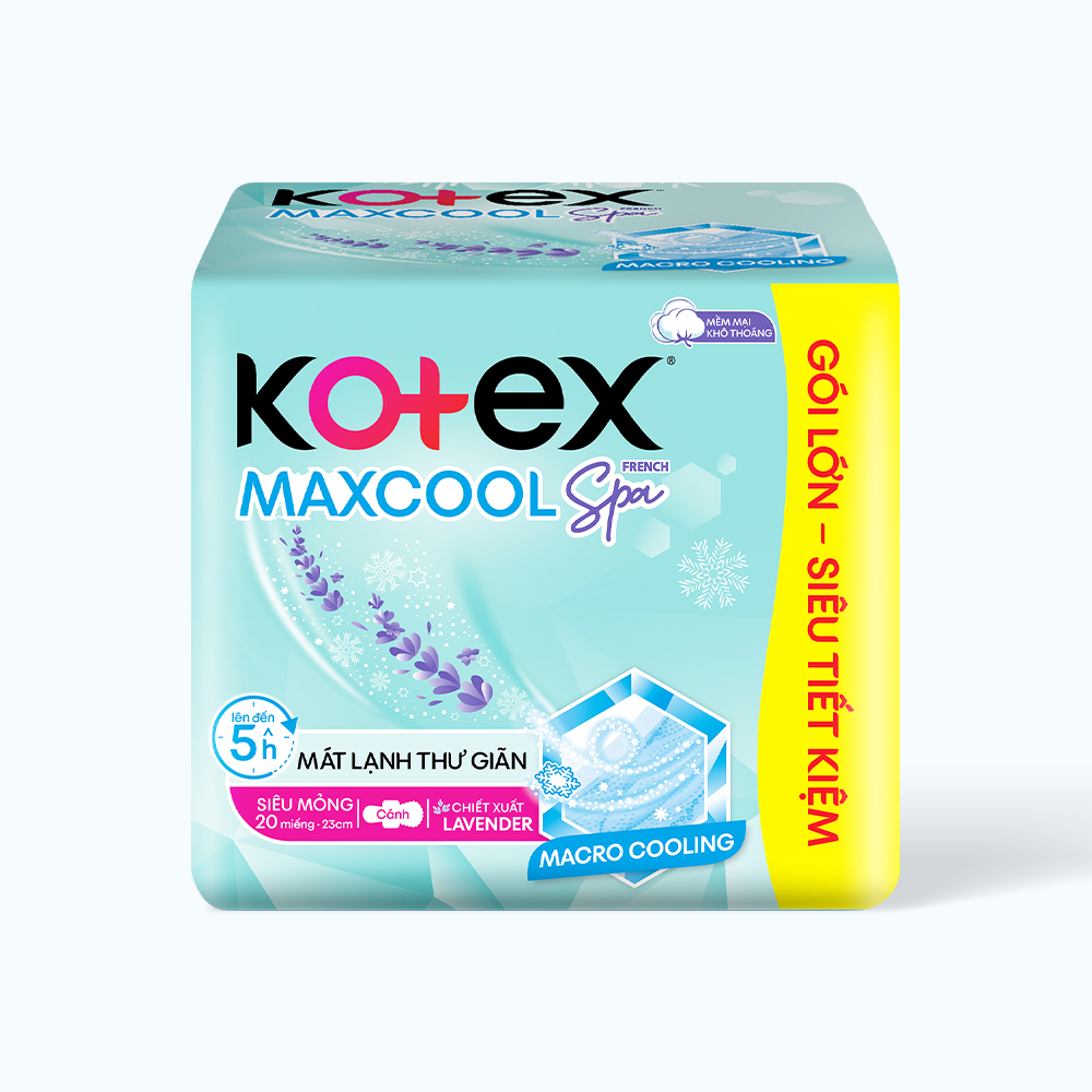 Băng vệ sinh kotex max cool siêu mỏng cánh gói 20 miếng 23cm