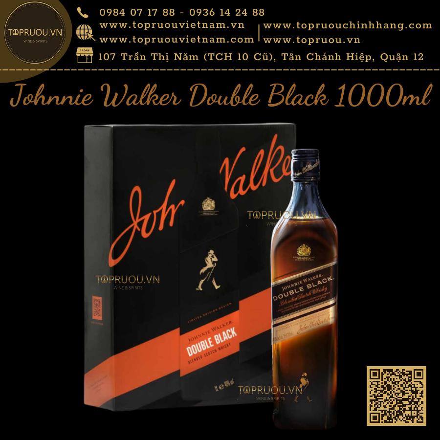 Whisky johnnie walker double black hộp quà f23 - 1000ml
