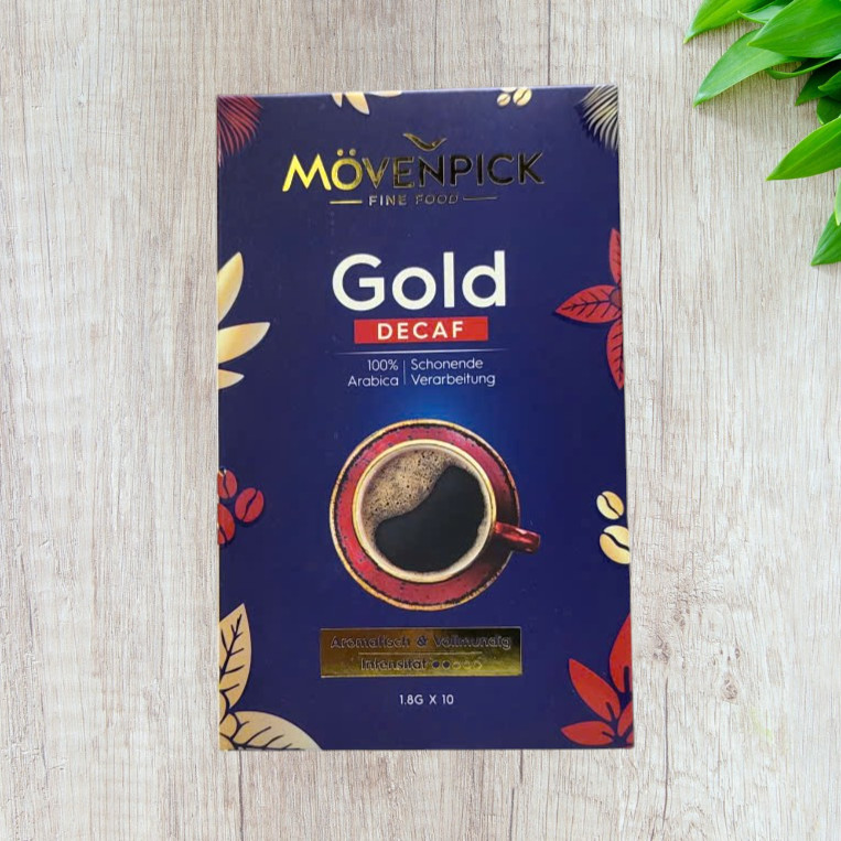 MOVENPICK [Hộp DECAF 18gr / 10 gói] CÀ PHÊ HÒA TAN TÁCH CAFEIN ĐỨC Gold Decaf Instant Coffee
