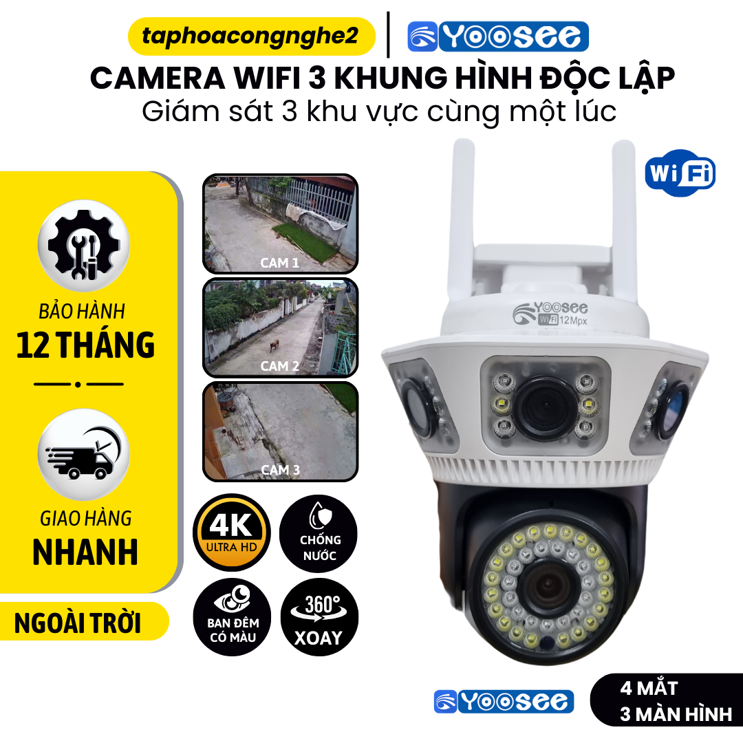 CAMERA IP WIFI GULINK/YOOSEE Xoay 360 Độ Có Cổng LAN , Hỗ Trợ Hồng Ngoại Tự Bật Khi Thiếu Ánh Sáng, Hình Ảnh Sắc Nét FHD, Đàm Thoại 2 Chiều