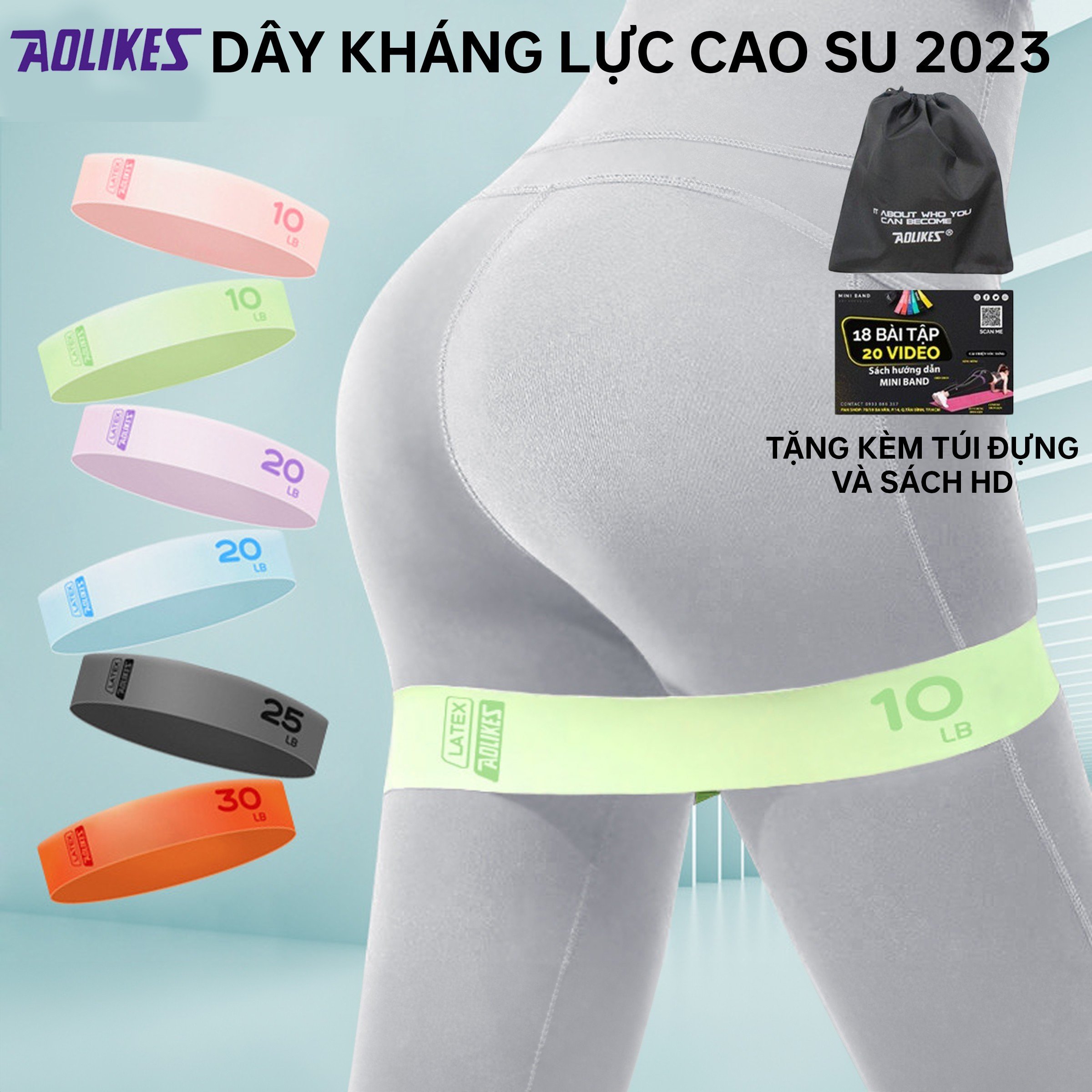 Dây kháng lực cao su MiniBand AOLIKES AL 3601 ( bộ 6 dây)
