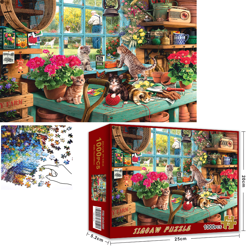 [Hoàn tiền 10%][Hoàn tiền 6%]Bộ Tranh Ghép Xếp Hình 1000 Pcs Jigsaw Puzzle (Tranh ghép 70*50cm) Mèo Windowsill Bản Thú Vị Cao Cấp
