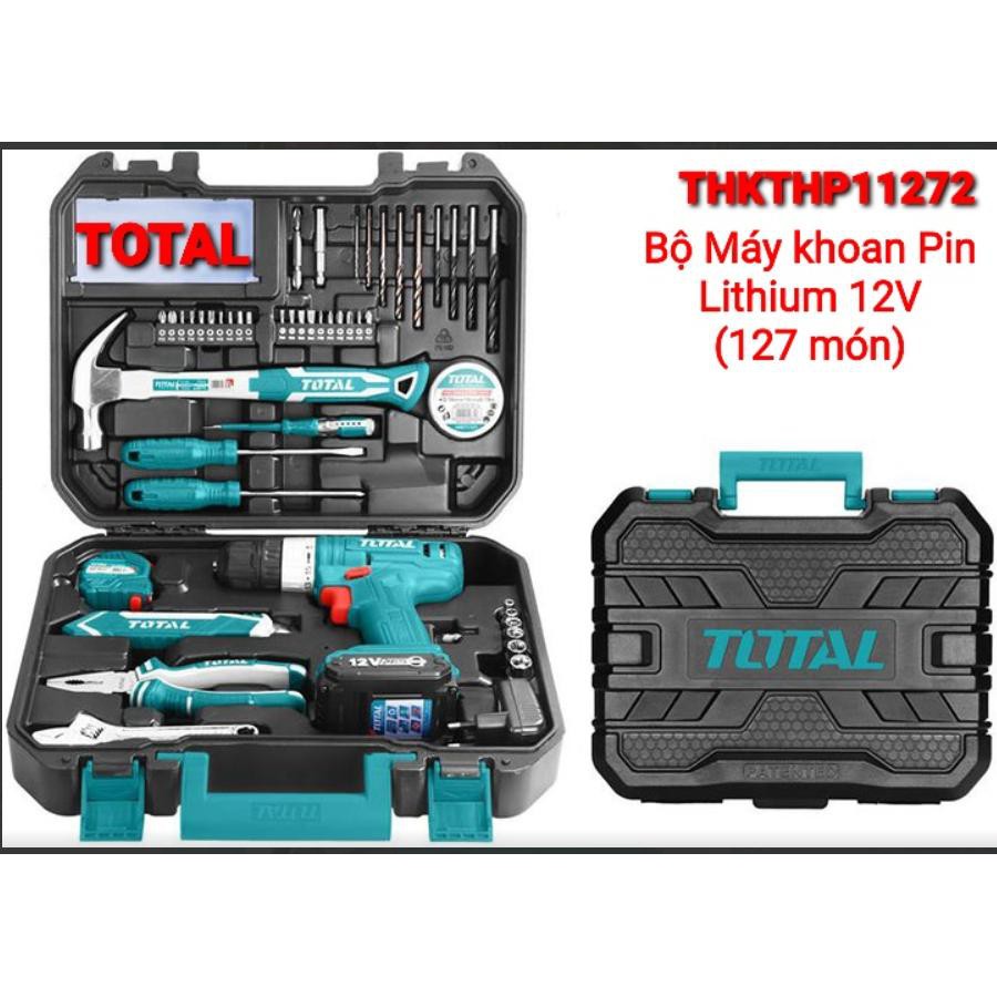 Bộ 127 món bao gồm máy khoan dùng pin 12v total thkthp11272