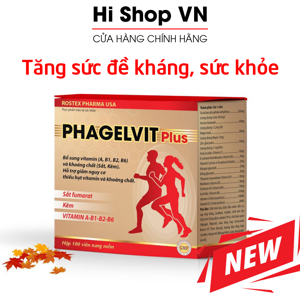 Viên uống bổ sung vitamin tổng hợp và khoáng chất Phamagel Plus bồi bổ cơ thể, tăng cường sức khỏe, tăng sức đề kháng - Hộp 100 viên dùng 100 ngày