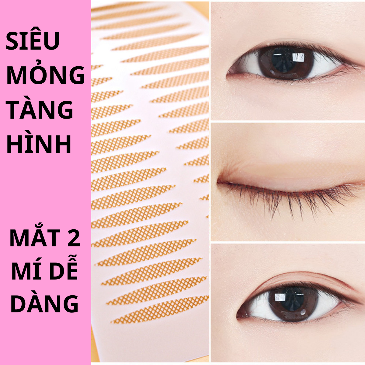 Dán lưới kích mí giúp mắt rõ mí và to hơn, dán lưới màu da siêu mỏng không bị lộ gói 600 miếng