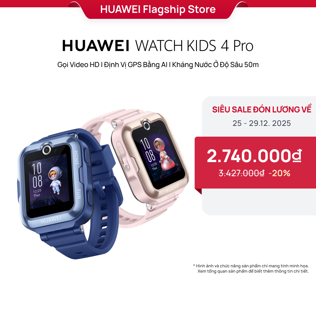 Đồng Hồ Thông Minh Trẻ Em HUAWEI WATCH KIDs 4 Pro | Gọi video HD | Định vị GPS bằng AI | Kháng nước ở độ sâu 50m | Hàng Chính Hãng