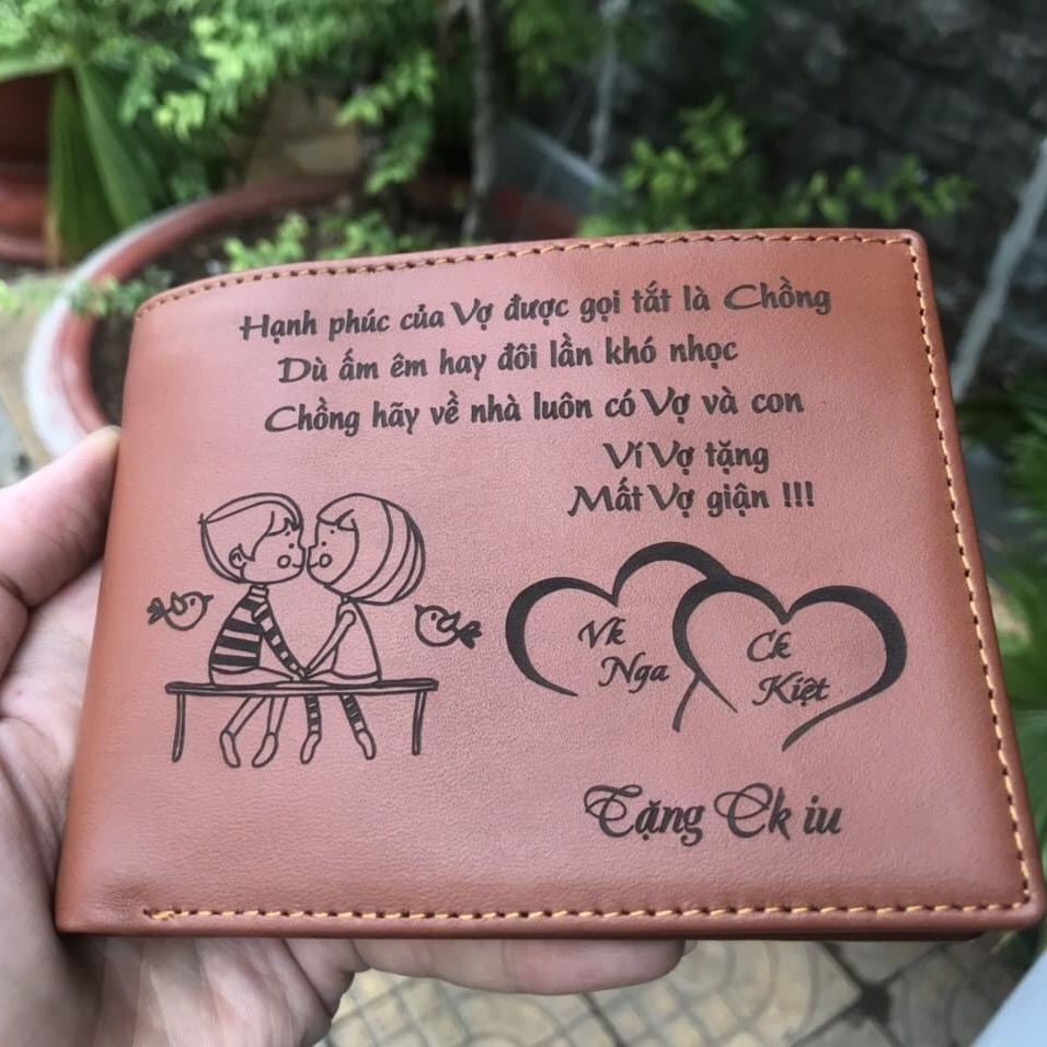 Ví nam cao cấp da bò thật - Bóp nam nhiều ngăn kiểu dáng sang trọng - Bóp nam khắc hình và chữ theo yêu cầu - quà sinh nhật cho nam ý nghĩa