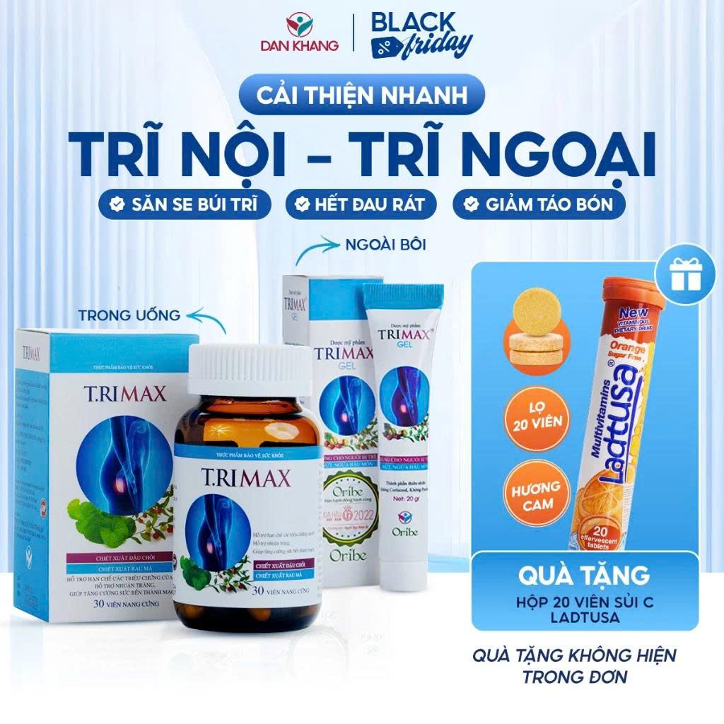  Trimax - Viên uống và gel bôi trĩ giúp co búi trĩ giảm nhanh các triệu chứng của bệnh trĩ 