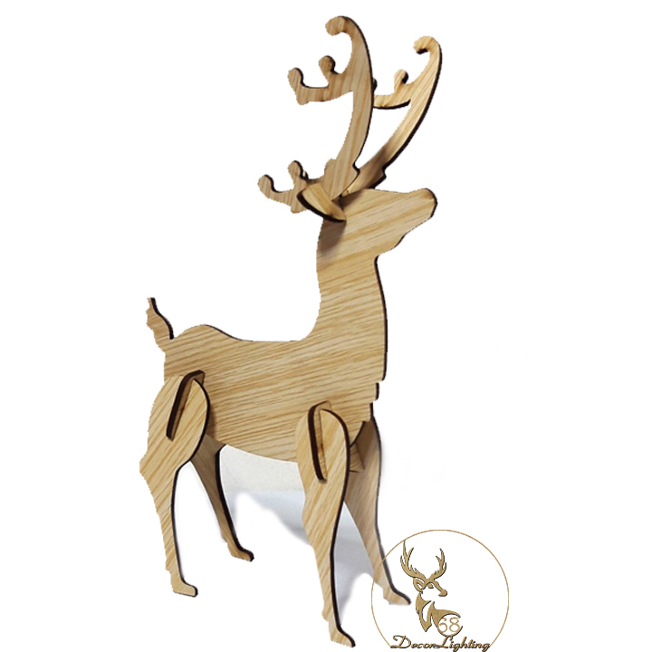 Con hươu bằng gỗ để bàn trang trí diy size 20cm lp1161