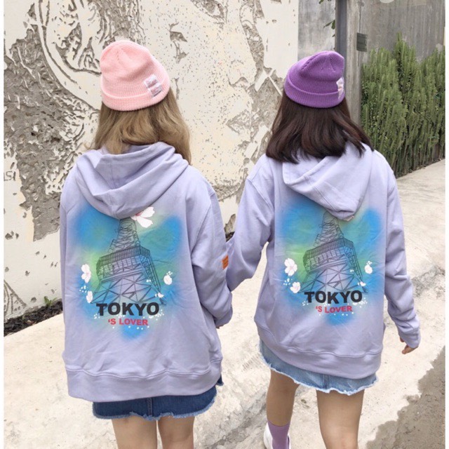 [HCM]Áo Hoodie Sweatshirt Nữ Nam Chất Nỉ Kiểu Dây Kéo Unisex TOKYO Phối Màu Huỳnh Quang
