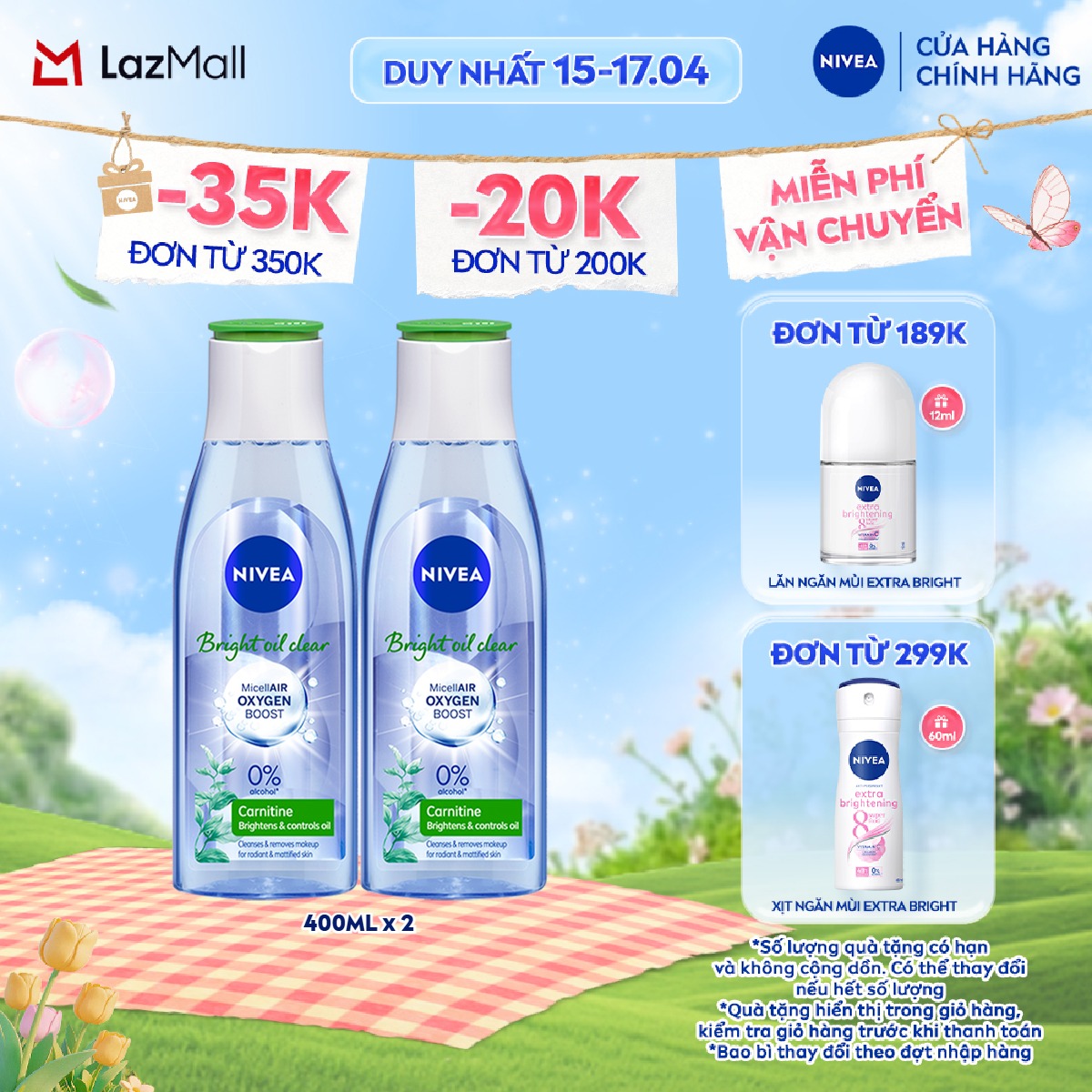 Bộ 2 Nước Tẩy Trang NIVEA Cho Da Nhờn White Oil Control Makeup Clear Micellar Water (200ml) - 86609
