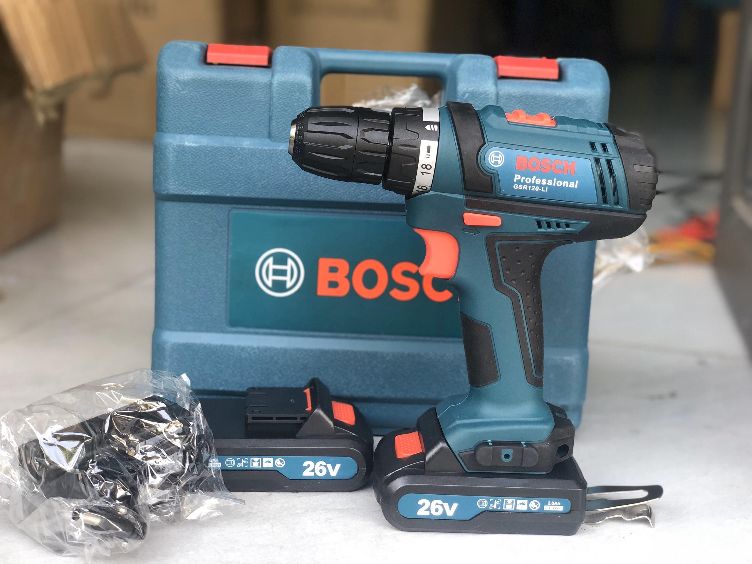 Khoan pin BOSH 26V Lõi Đồng 2 Pin - Bắt Vít, Khoan Sắt, Khoan Tường, Khoan Gỗ - Hàng Malaysia