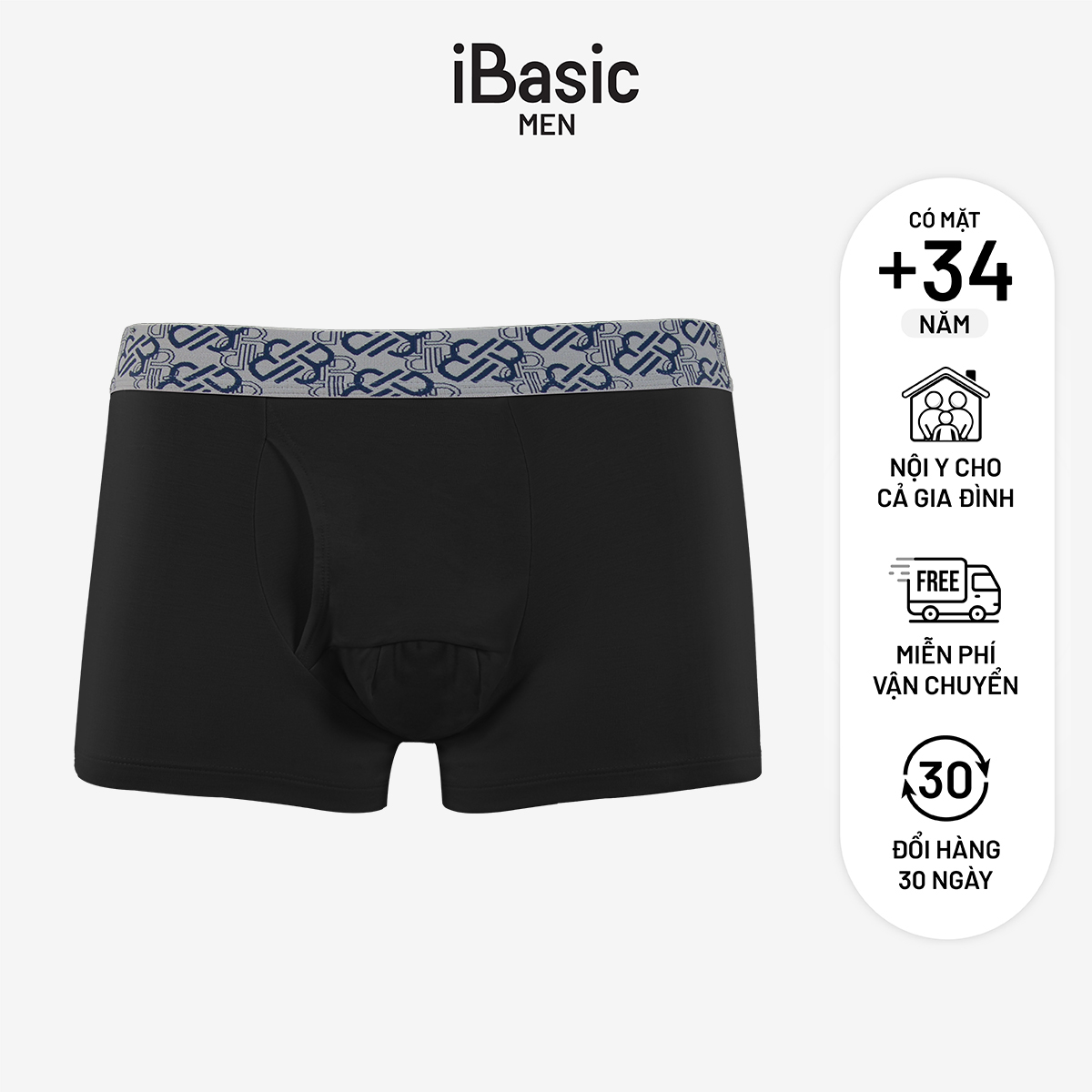 Quần lót nam iBasic trunk lưng thun icon IB trơn PANM112