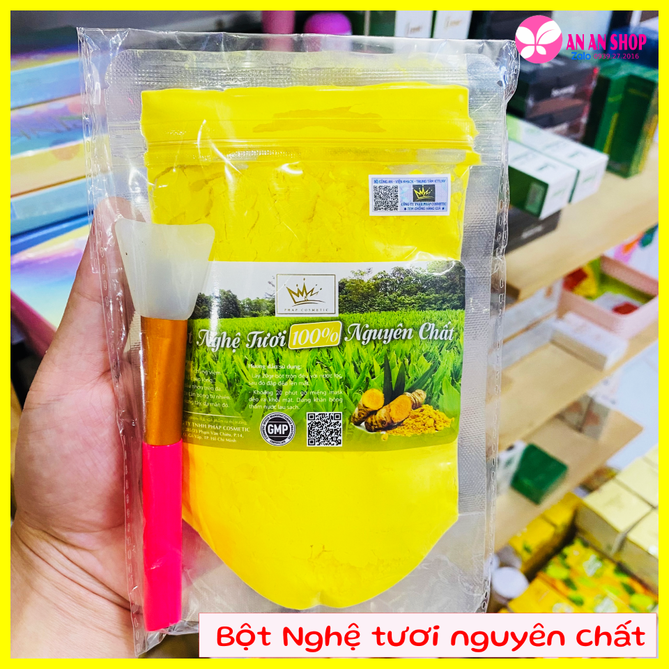Bột Nghệ tươi nguyên chất Pháp - Tặng Cọ nhựa dẻo - Mask nghệ tươi Pháp nguyên chất