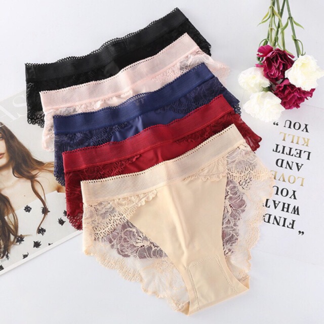 Quần lót su hoa pha ren thái cao cấp.