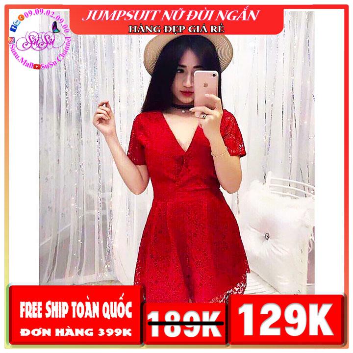 Jumpsuit nữ ngắn đùi vải ren | Jumpsuit dự tiệc
