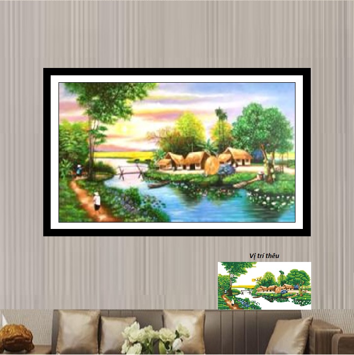 Tranh thêu chữ thập Phong cảnh làng quê LV3351 - Tranh thêu chữ thập 3D