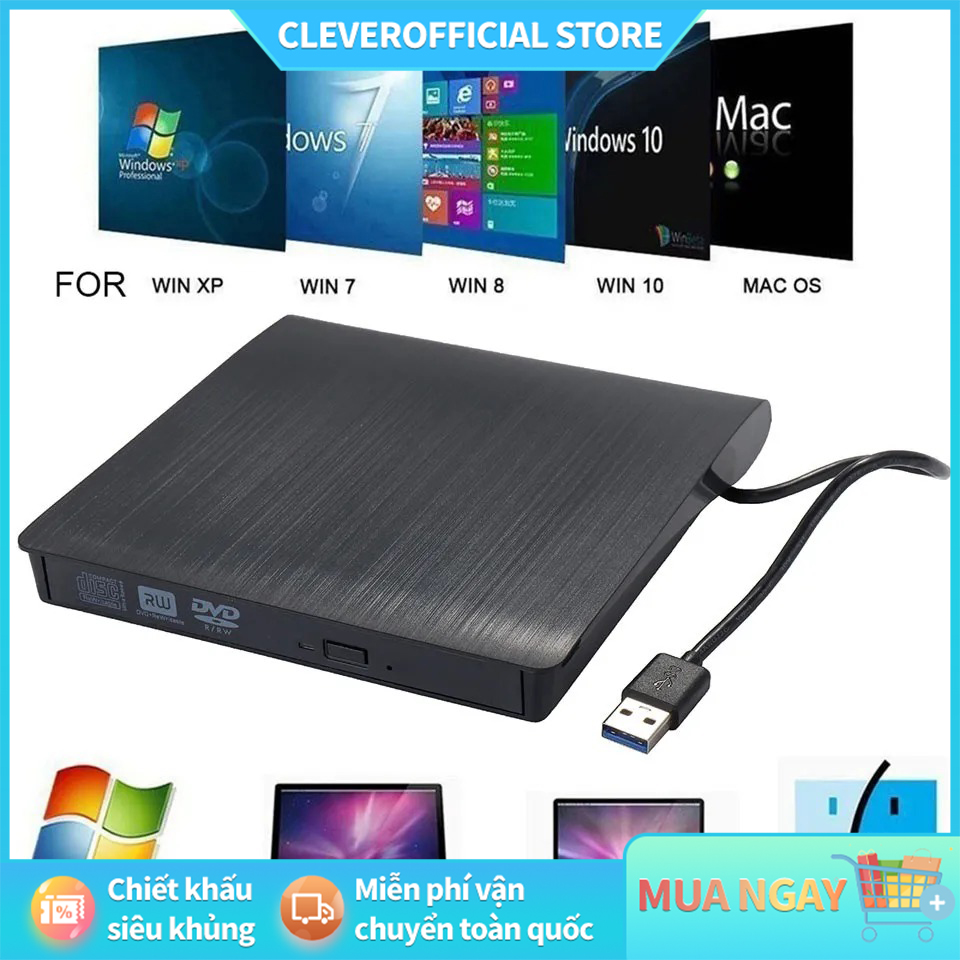 ⚡Miễn Phí Vận Chuyển⚡Ổ Ghi DVD RW CD Gắn Ngoài Mỏng USB 3.0 Tiện Dụng Đầu Đọc Đầu Đọc Ổ Đĩa Quang Cho Máy Tính Xách Tay PC Dvd Burner Dvd Portatil
