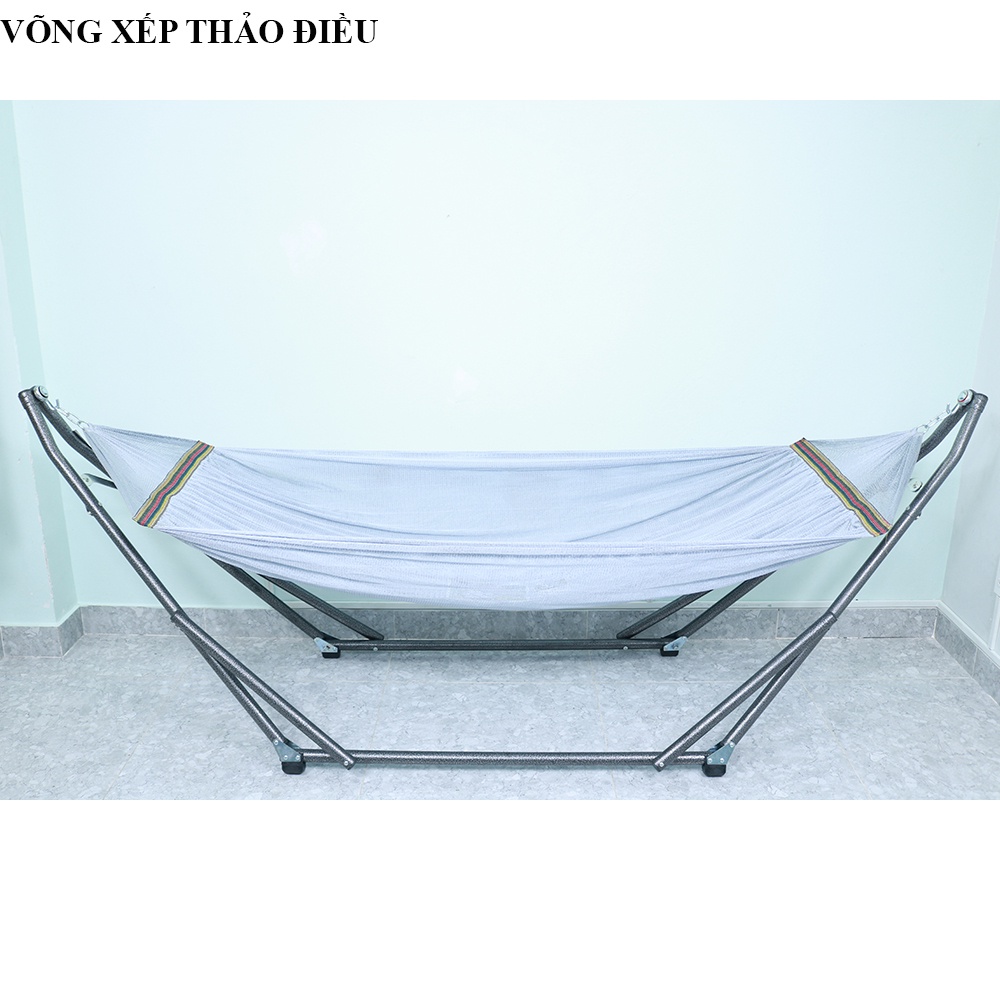 Khung võng xếp Thảo Điều ống cong phi 32 sơn tĩnh điện cao cấp kèm vải lưới lớn