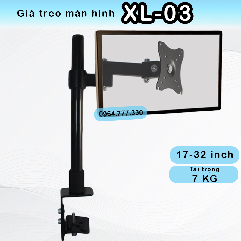 Giá treo màn hình xl03 - kẹp bàn/ xoay 360 độ - chân đứng/ cột đứng 40 cm -
