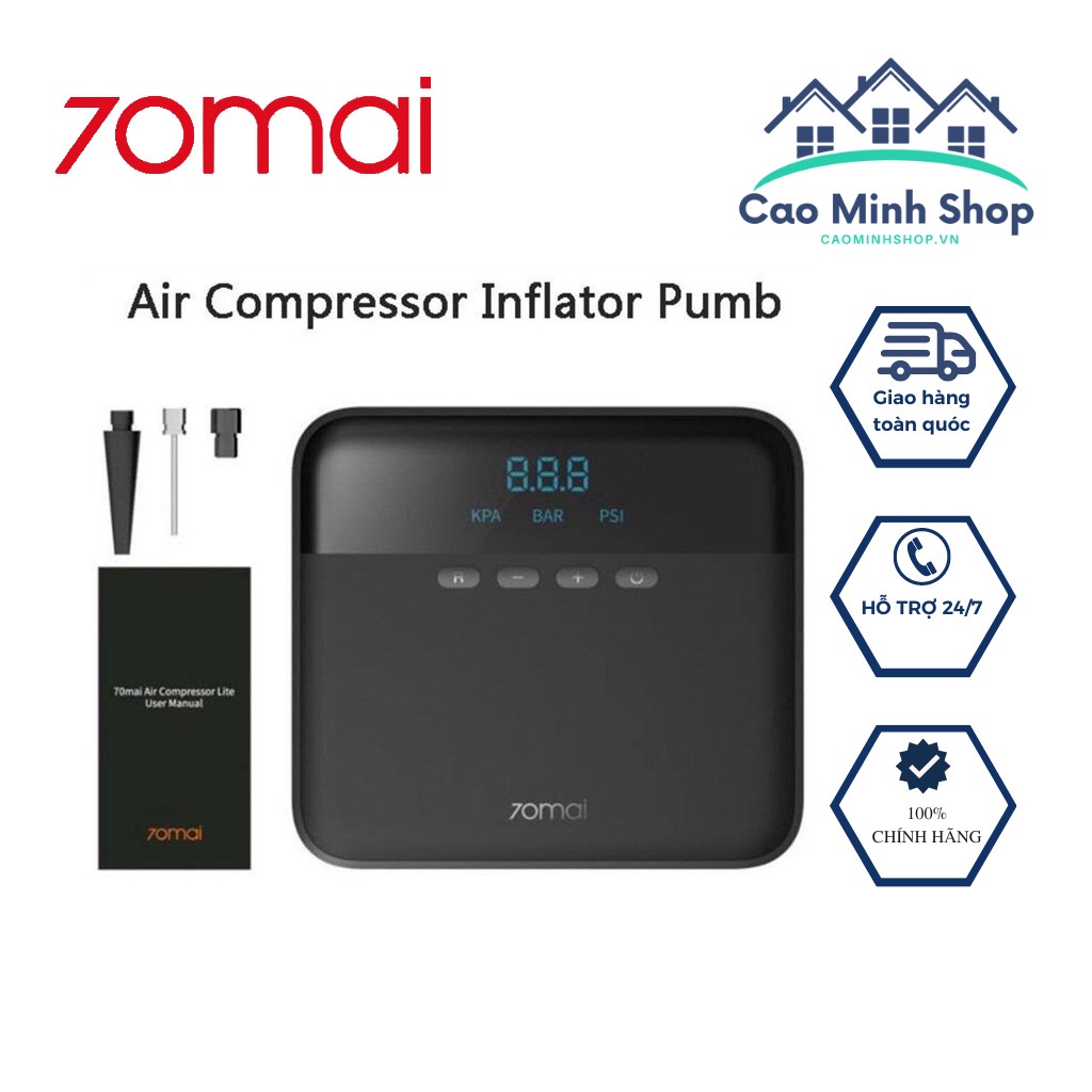  Máy bơm lốp ô tô xe hơi Xiaomi 70mai Midrive TP03 bơm mini tự ngắt chính hãng - Cao Minh Shop 