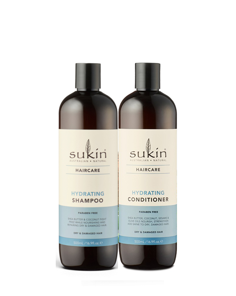 Combo dầu gội và dầu xả phục hồi tóc hư tổn gãy rụng sukin hydrating 500ml