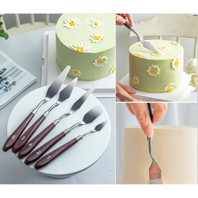 Bộ 5 bay/dụng cụ chà láng bánh kem mini/Bộ 5 chà láng mini trang trí bánh kem, làm dụng cụ vẽ tranh bằng thép không gỉ, thiết kế cao cấp