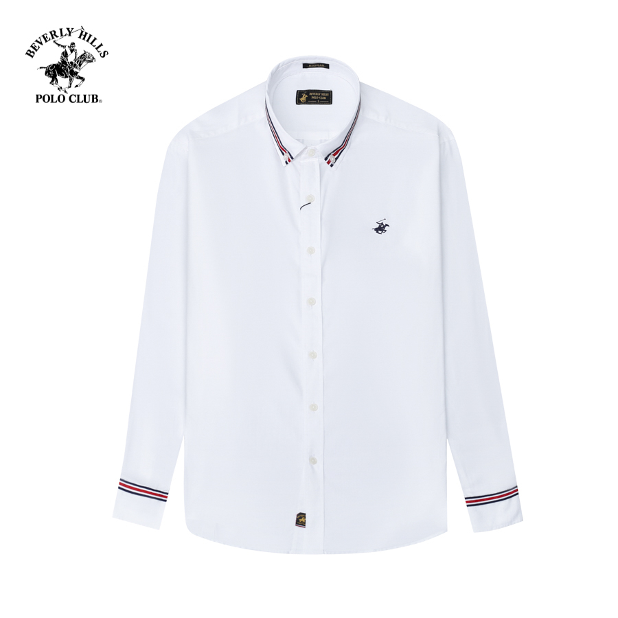 Beverly hills polo club - áo sơ mi dài tay nam regular fit trắng 1 wh1- bhpc cmrss22tl009